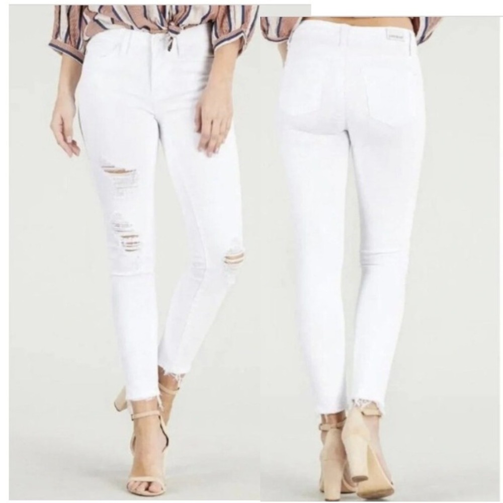 Judy Blue White Distressed Skinny Jeans Plus Size 18W JB88485 High Rise Raw Hem